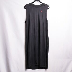 Jordan Pinstripe Sleeveless Midi Dress Womens L Black Excellent DO5011-010